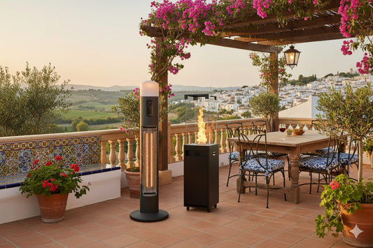 Calefacción para exteriores con productos chique para tu terraza y jardín