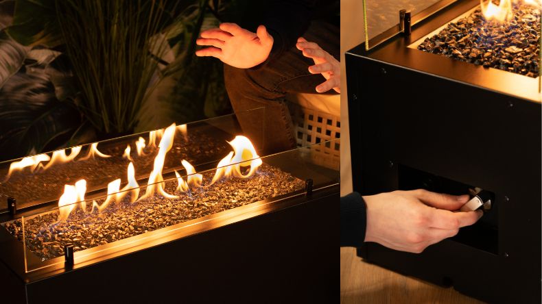 Brasero de Gas Moderno para Exterior: Elegancia y Calor con Planika — detalle en primer plano