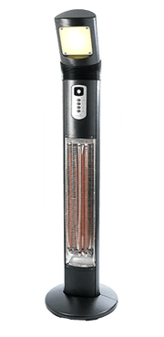 Apollo infrarood terrasverwarmer voor buiten op een modern terras – luxe staande heater van Chique Buiten Leven