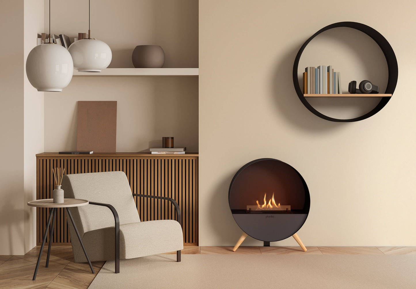 Chimenea Automática de Bioetanol | Bubble Floor | Planika — en salón/interior