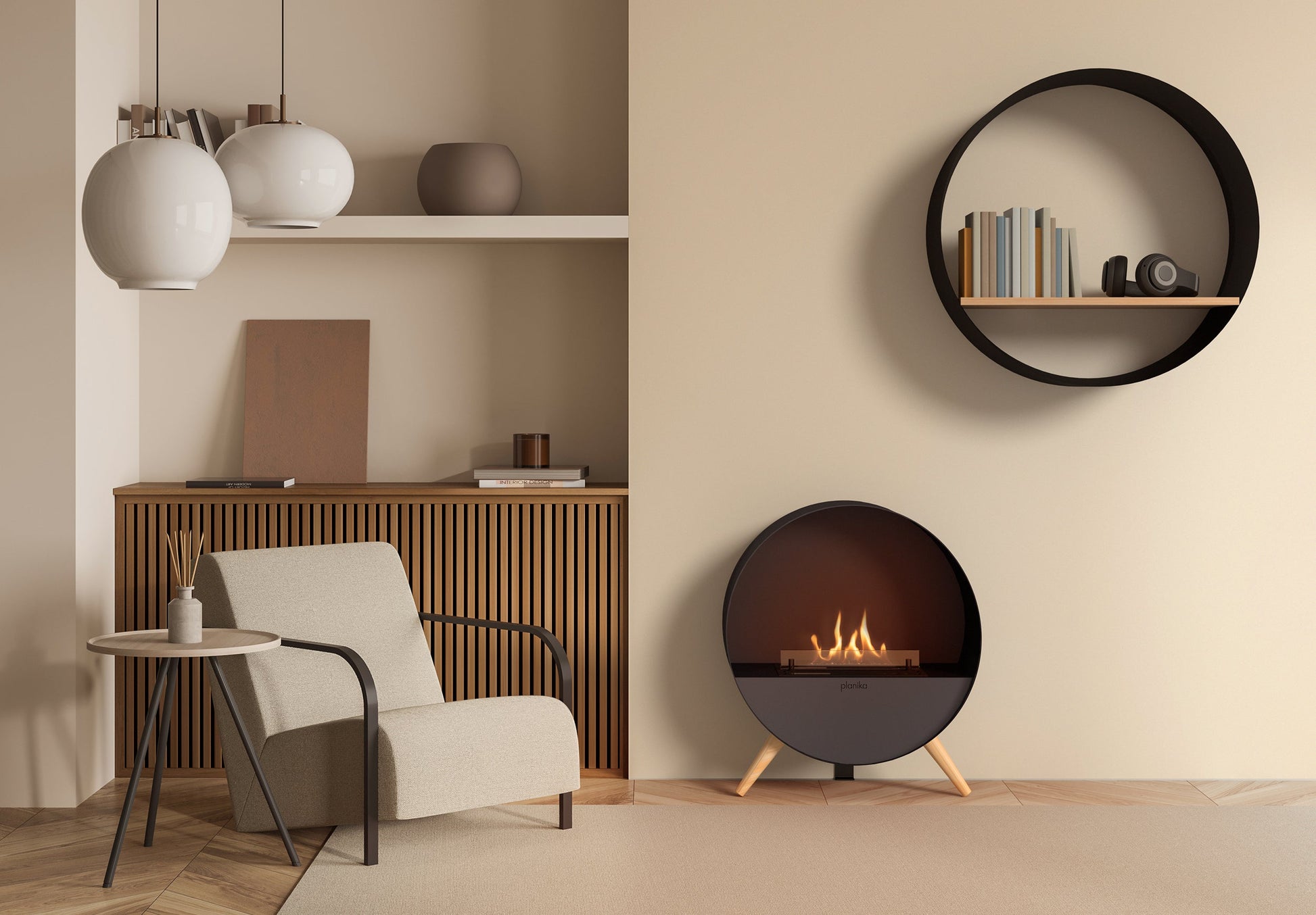 Chimenea Automática de Bioetanol | Bubble Floor | Planika — en salón/interior