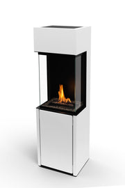 Chimenea de bioetanol blanca Arcticon White con tecnología BEV — vista frontal, color blanco