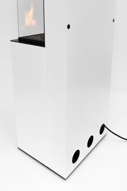 Chimenea de bioetanol blanca Arcticon White con tecnología BEV — vista superior, color blanco