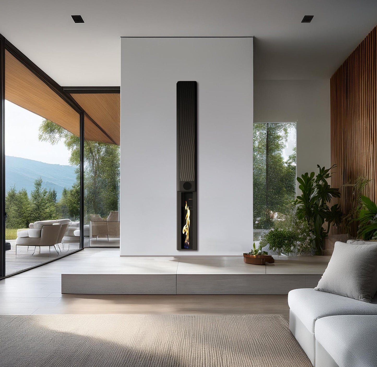 Chimenea Eléctrica Pared G-Cera con Calefacción de 2400W | Infralia — con control inteligente, con pantalla 4K, 2400 W