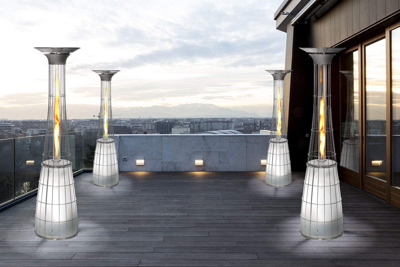 Estufa de Gas Exterior de Lujo – DolceVita Lightfire para Momentos Elegantes al Aire Libre — en terraza
