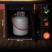 Mesa de Fuego a Gas Para Exteriores | Cuadrada | Planika Square — con llama encendida, modelo cuadrado