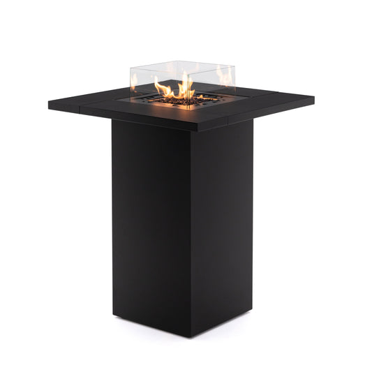 Mesa de Fuego alta a Gas Para Exterior – Elegancia y Calidez de Planika — con llama encendida