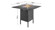 Mesa de Fuego Exterior – Estufa a Gas para Terrazas de Lujo Slava Hoog — con llama encendida