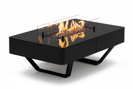 Mesa de Fuego de Gas para Jardín Planika Rio: Elegancia para tu Espacio Exterior — con llama encendida